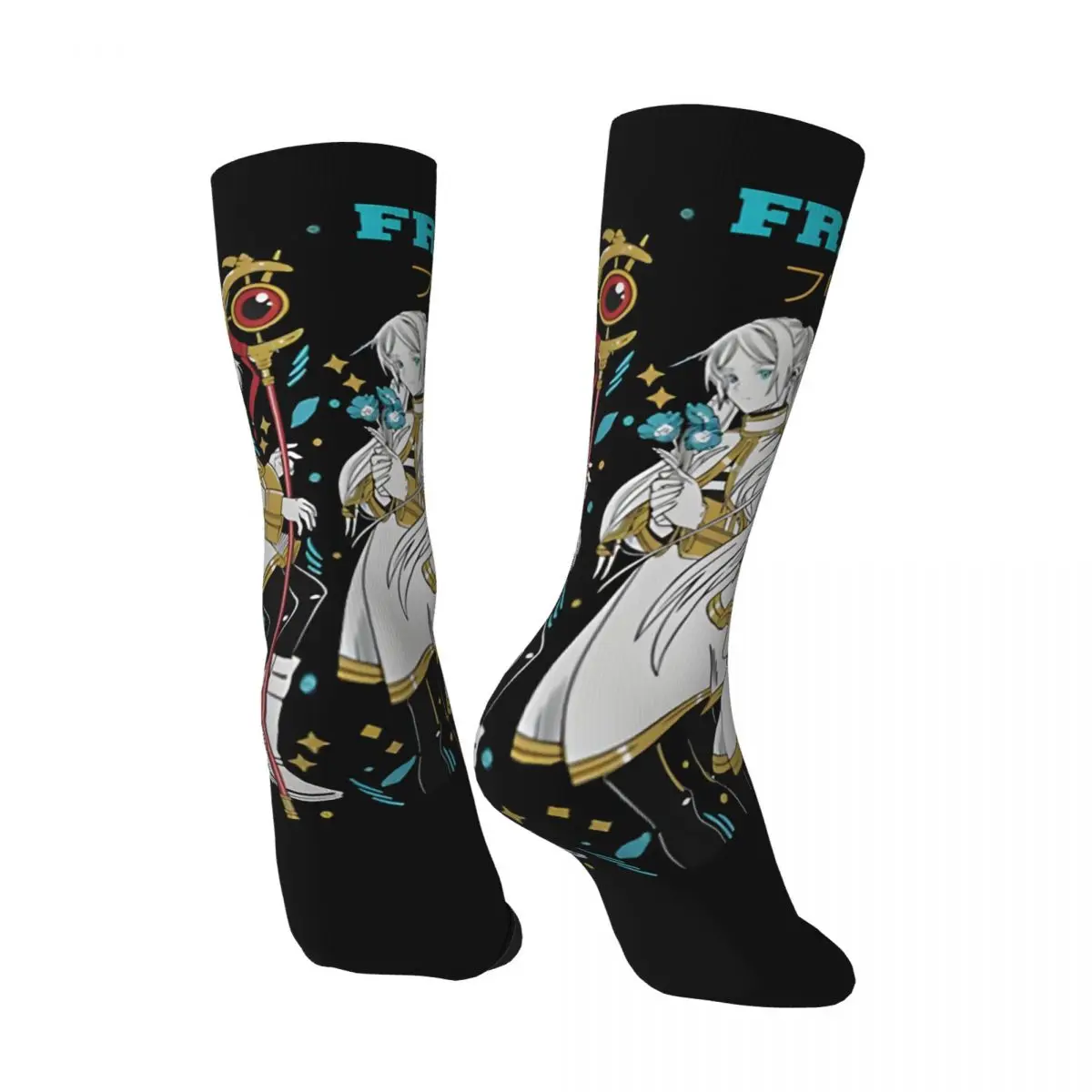 Funny Crazy Sock for Men Awesome Hip Hop Vintage Frieren Beyond Journey's end Happy Quality Pattern Printed Boys Crew