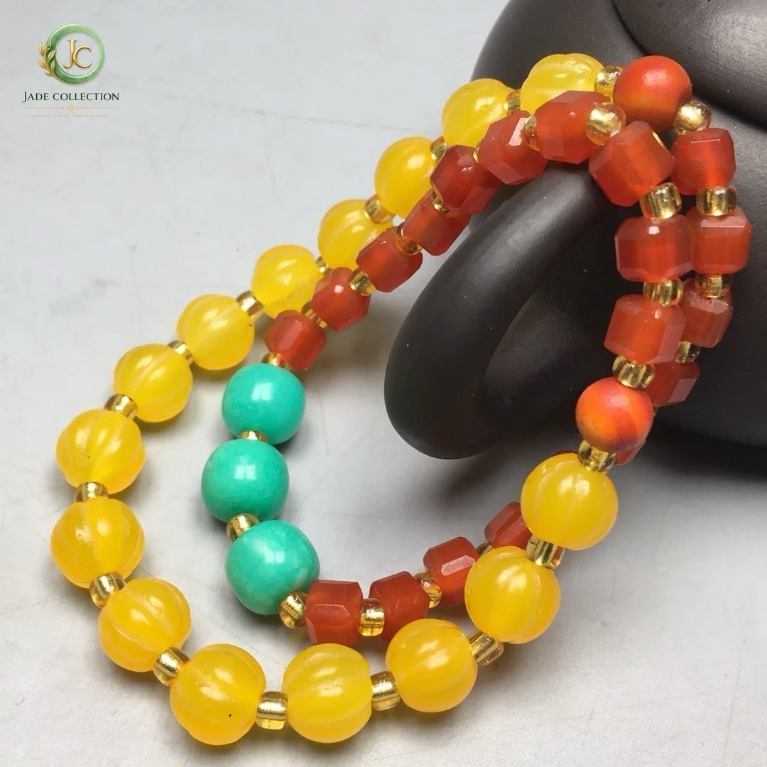 Rare Tibetan Natural Old Agate Dzi Beads Amulet Necklace S0527