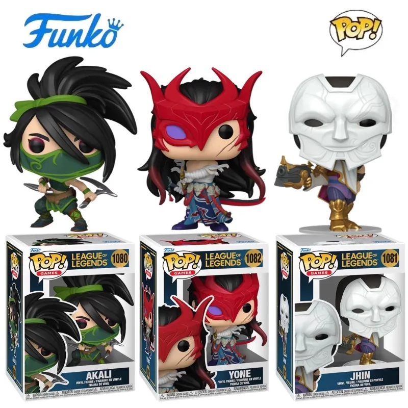 

Funko POP Original Genuine LOL Akali#1080 Jhin#1081 Yone#1082 Action Figure Toys for Boys Girls Gift Collectible Model Ornaments