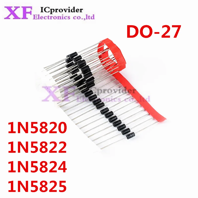 20 piezas 1N5825 1N5824 1N5822 1N5820 IN5822 DO-27 diodo Schottky