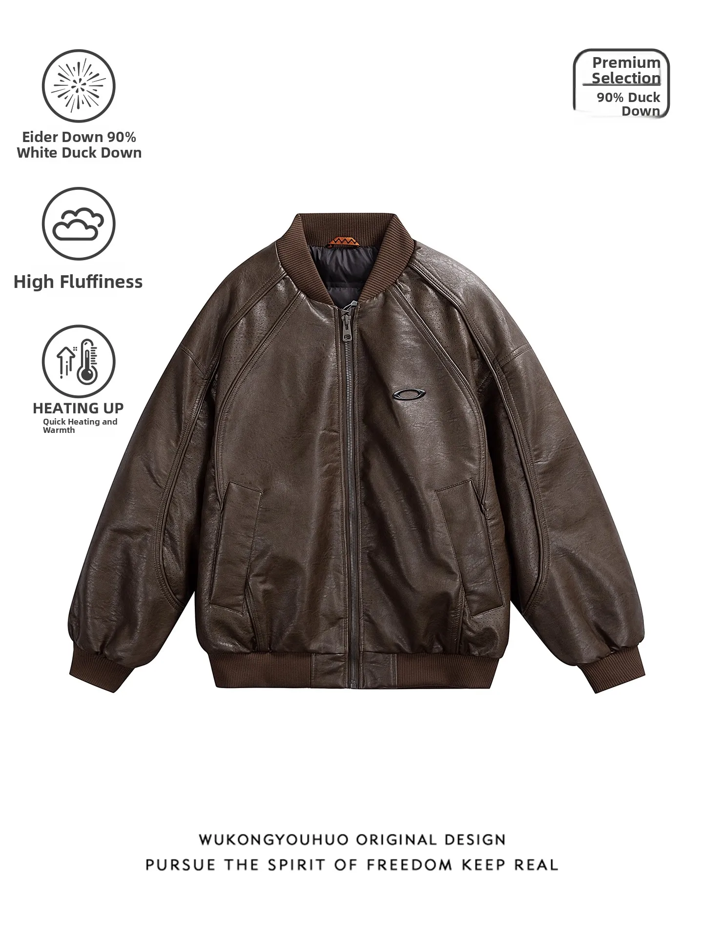 

Мужская кожаная куртка-бомбер Warmth And Sle, белая, с наполнителем из пуха, зимняя, модная, винтажная, ветрозащитная, утепленная, на молнии