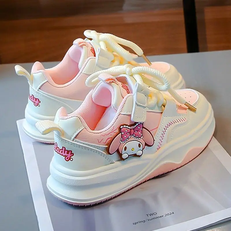 Sanrio Girls' Sports Shoes Cartoon Anime My Melody Kuromi Accessories Spring and Autumn Fashion Soft-soled Breathable Sneakers