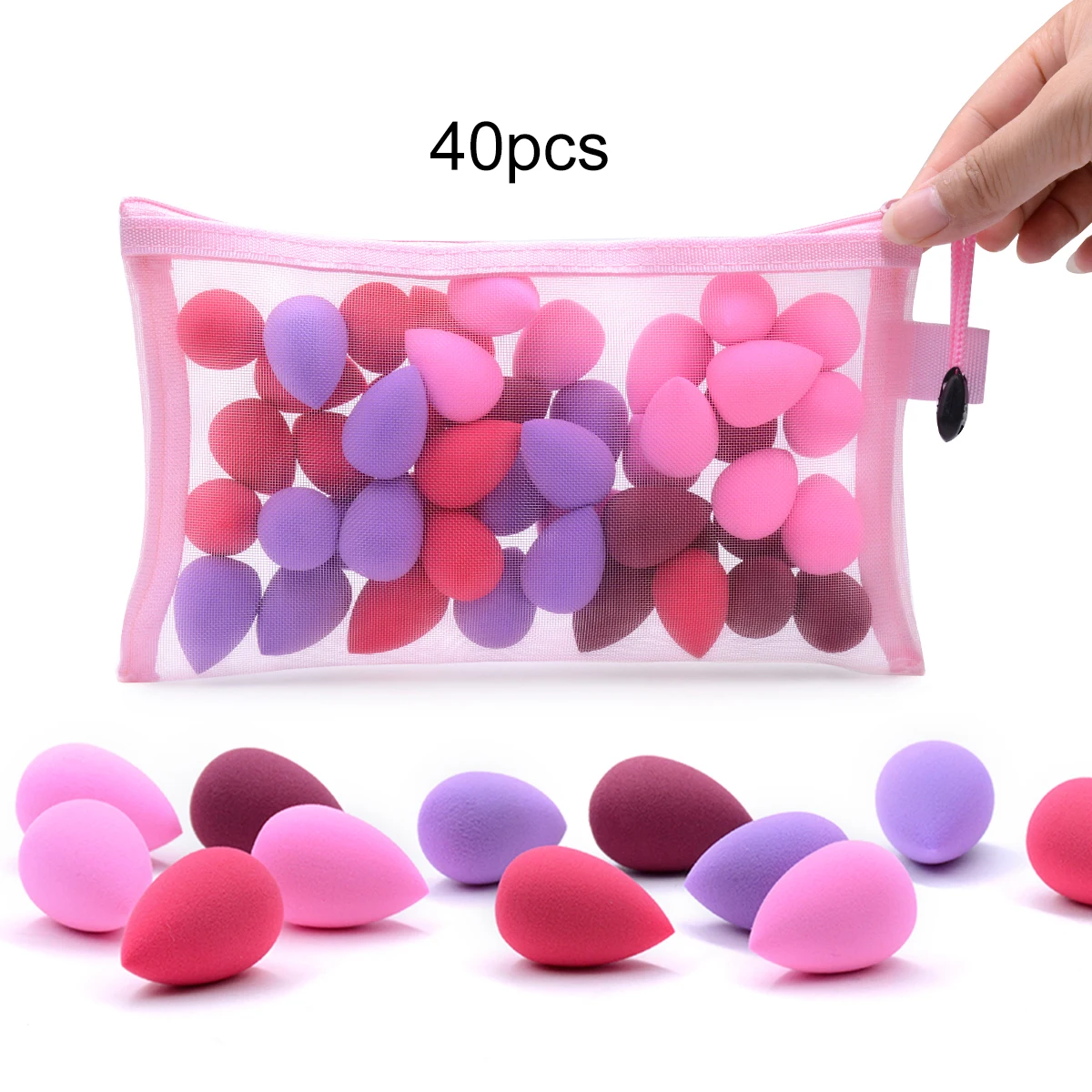 40Pcs/bag Mini Makeup Sponge Beauty Eggs With Cosmetic Bag Face Make up Tools Set In Organizer Bulk Wholesale Beauty Tools