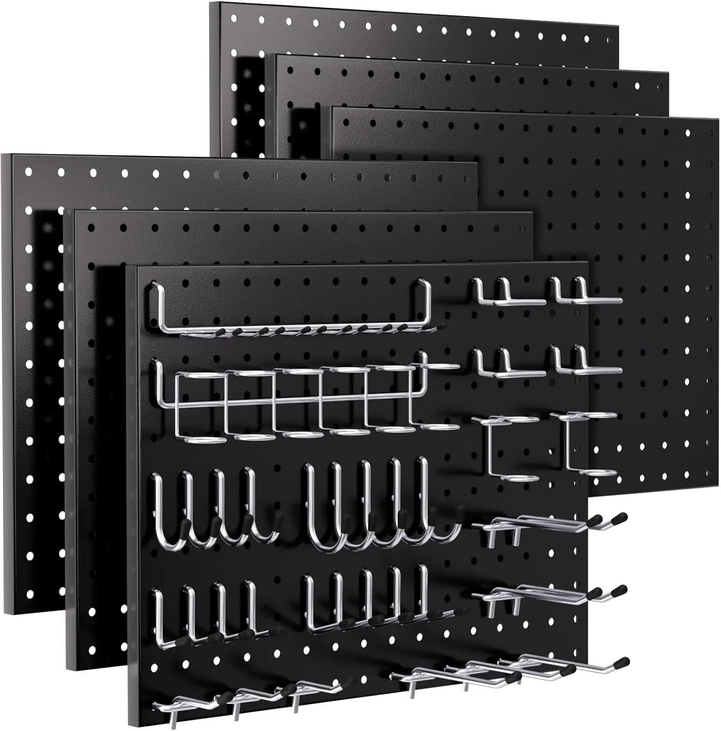 

Набор из 90 предметов: настенный органайзер с перфорированной панелью, 6 металлических панелей с крючками для хранения инструментов в гараже и организации рабочего места