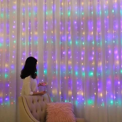 3x3m Curtain LED String Lights 8 Modes Remote Control Fairy Light Bedroom Home Decor Wedding Holiday Party Christmas Decorations