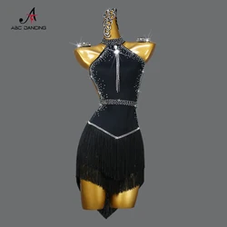 Black Latin Dress Women Stage Outfit Line Dance Costume 2024 New Sexy Girl Prom Skirt Kid Party Suit  Evening Clothes Customized