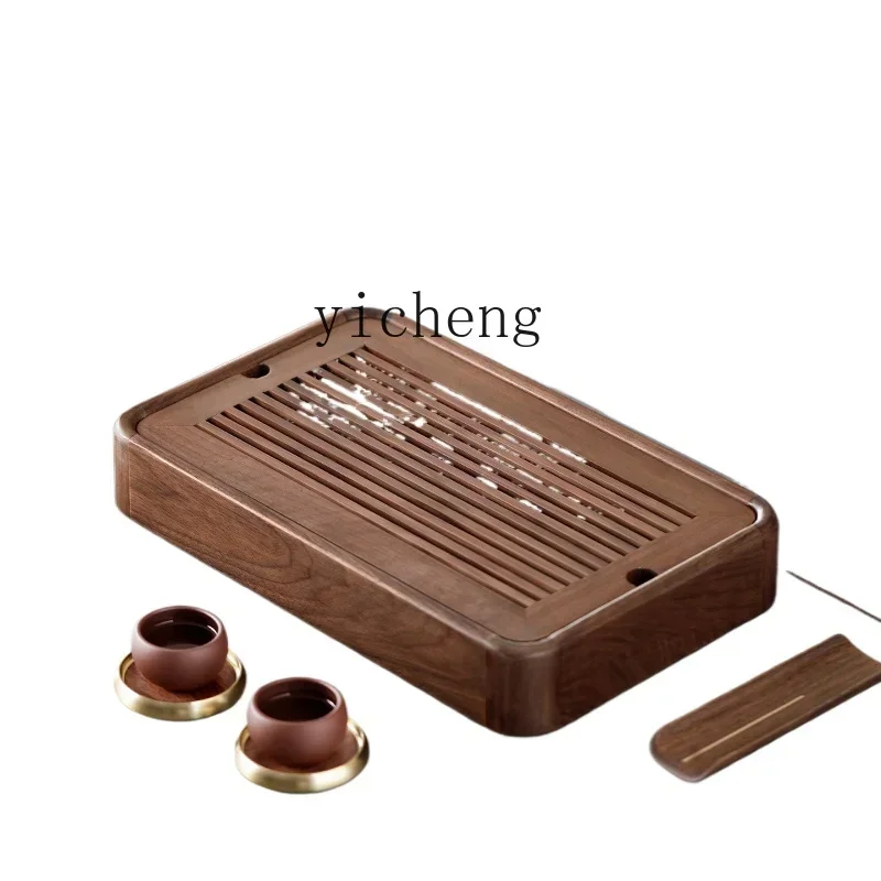 TQH small tea table household new dry brewing table storage drain living room coffee table tea tray small tea tray ebony