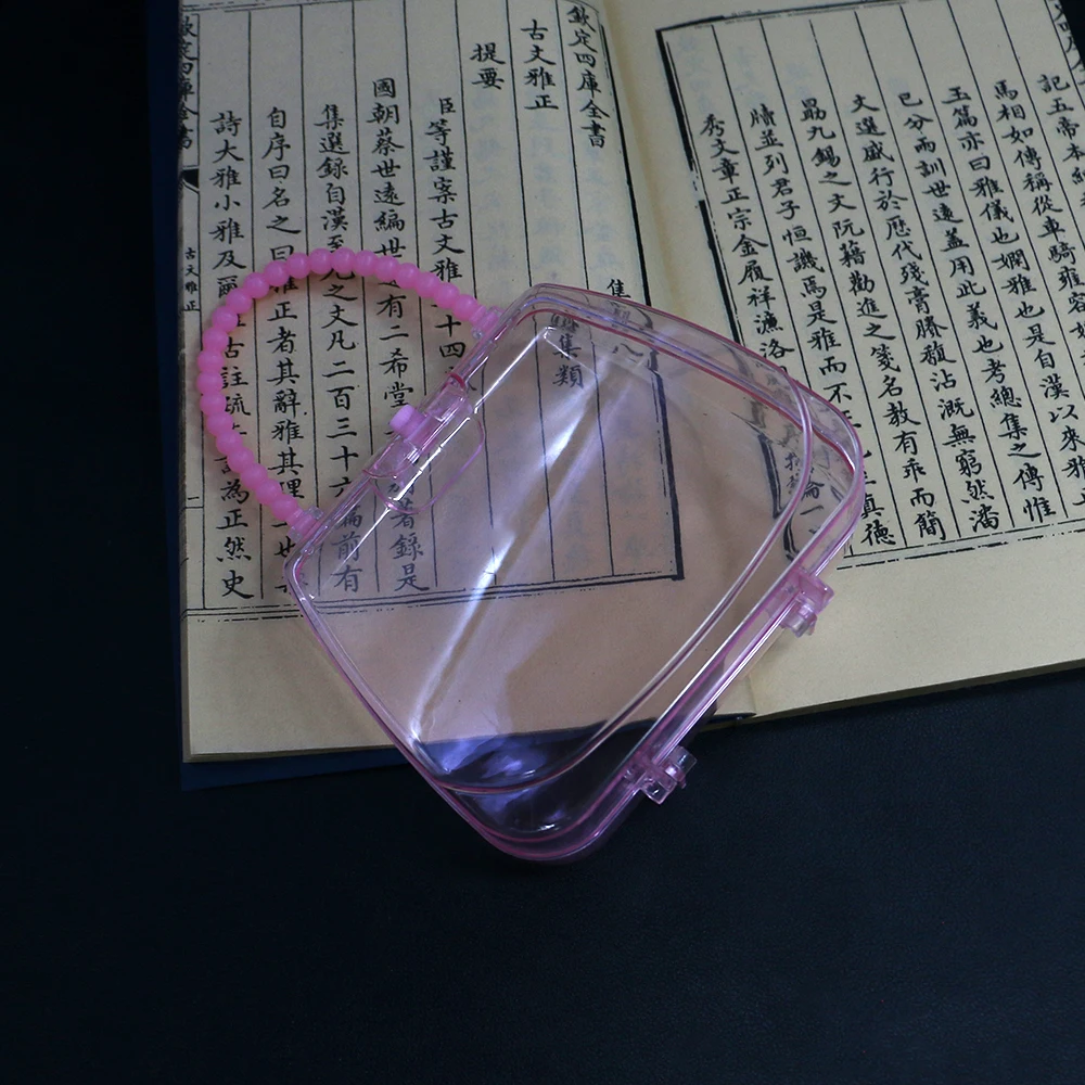 Children's Plastic Pink Transparent Storage Box Cartoon Handbag Little Girl Cute Hair Accessory Toy Storage Organization Tool