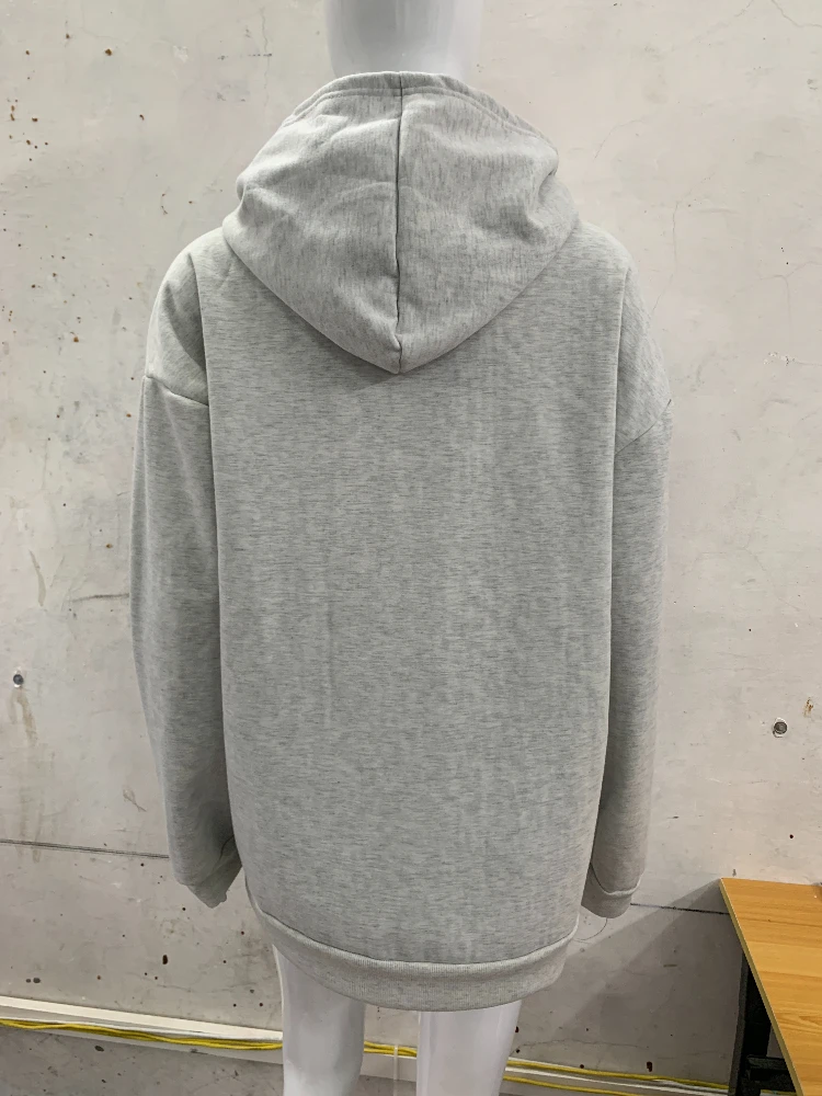 Vintage Gothic Street Zipper Loose Hoodie Top Autumn and Winter Fashion Single Solid Color Jacket Leopard Lining Y2k Clothing