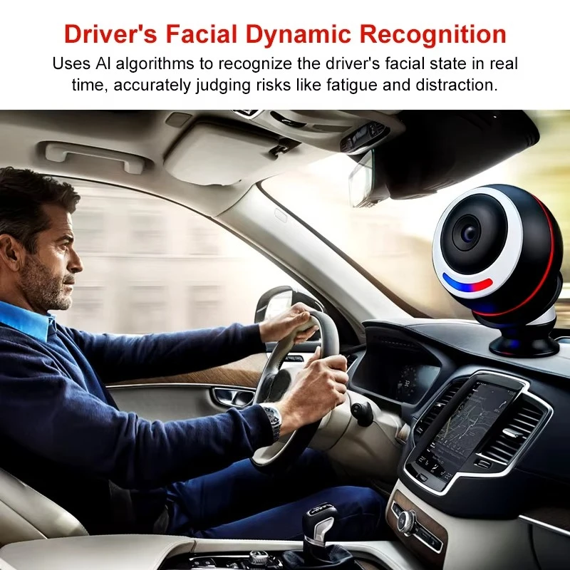 Smart AI DMS 1080P All-in-1 Camera System 24H Face Recognition Sleepy Fatigue Voice Warning for Truck Bus and Fleet Management