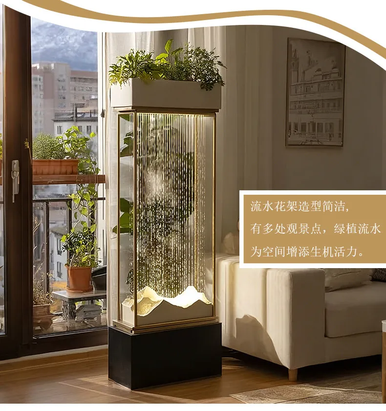 Stainless steel light stand, living room balcony floor-to-ceiling water feature flower stand,