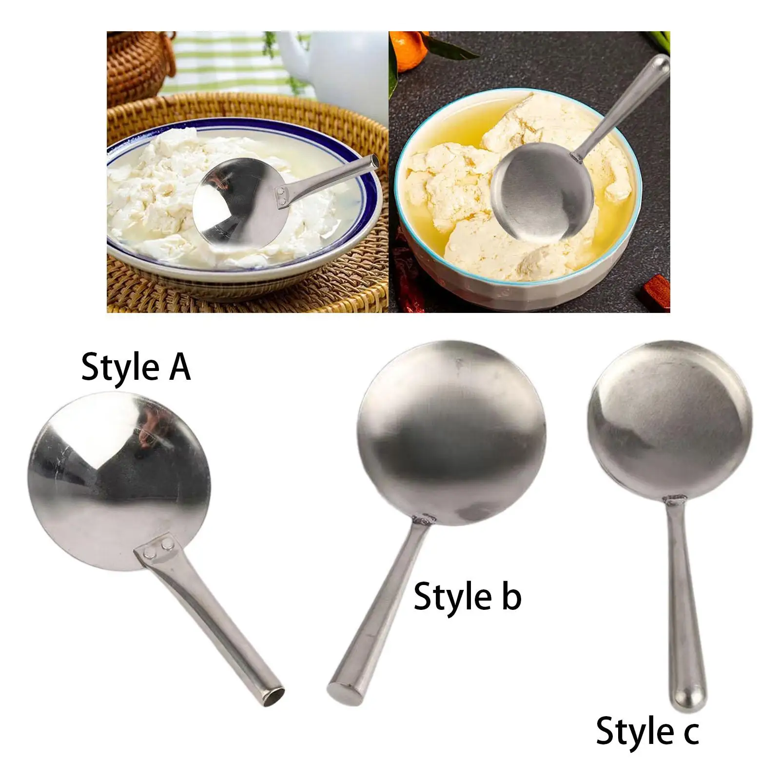 Serving Spoon Tofu Spoon Stainless Steel Heat Resistant Easy to Clean Buffet Spoon Kitchen Scoop Rice Paddle for Home Kitchen