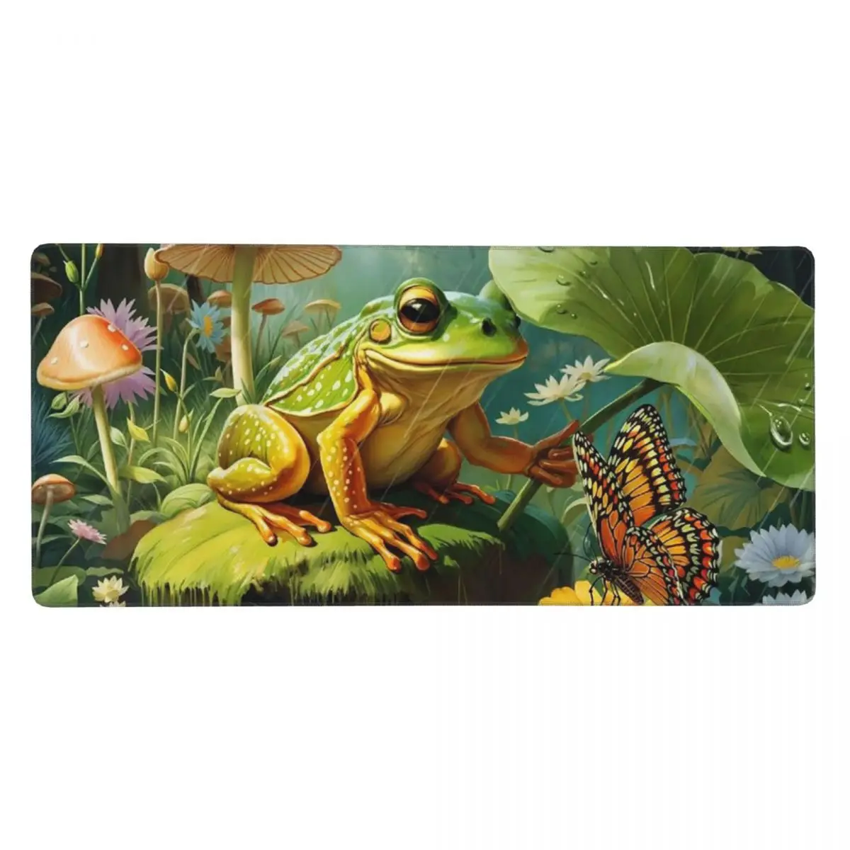 Nature Green Frog On The Plant Large Mouse Pad Computer Keyboard Mouse Mat Gaming Laptop Desk Mat Office Accessories Table Mats