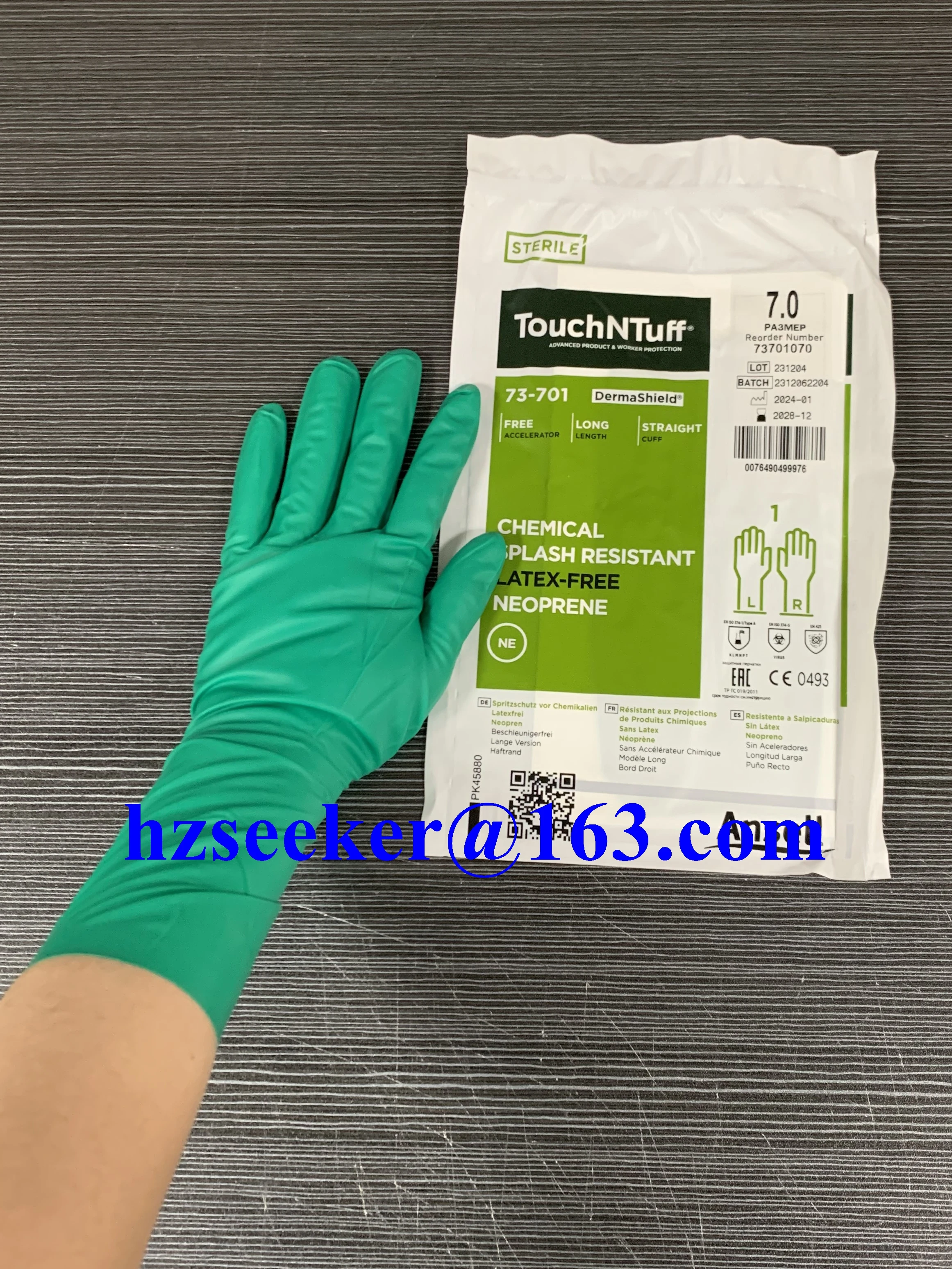 Ansell TouchNTuff DermaShield ™   73-701(1 paio) Guanto per camere bianche in neoprene (policloroprene) Resistente agli spruzzi chimici senza lattice