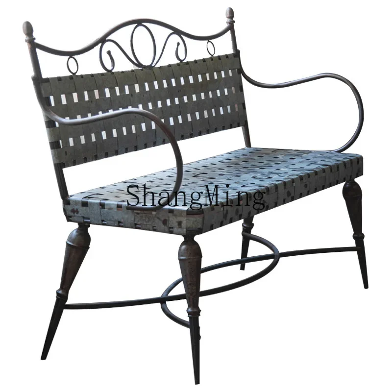 SM الرجعية الحديد المطاوع حديقة الترفيه التفاوض كرسي خلفي فناء مسند الذراع في الهواء الطلق مقعد الراحة