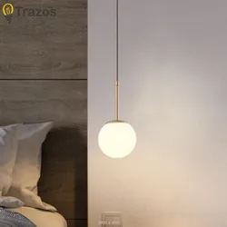 Modern Nordic Simple Restaurant Lamps Cafe Dining Table Bar Bedside Showroom Decoration Gold PVC Ball Chandelier