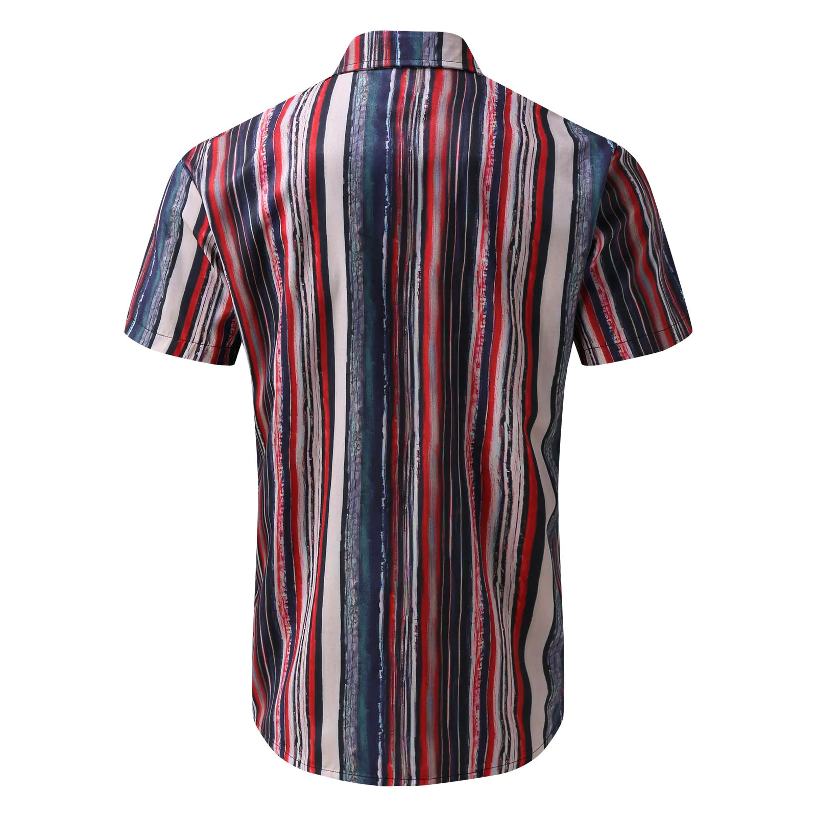 2023 New Men\'s Hawaiian Shirt Short Sleeve For Men 3D Striped Print Blouse Tops Casual Oversized Tee Shirt Male Clothing Camisa