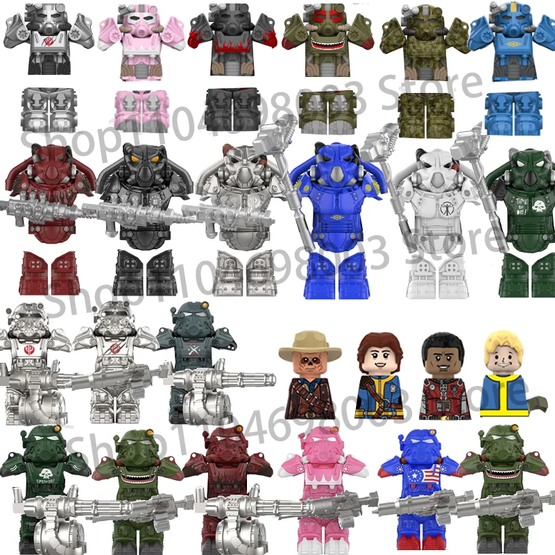 

MOC Military Bos Game T60 Power Armor Officers Soldiers Building Blocks Anime Action Figures Knights Robots Bricks Toys