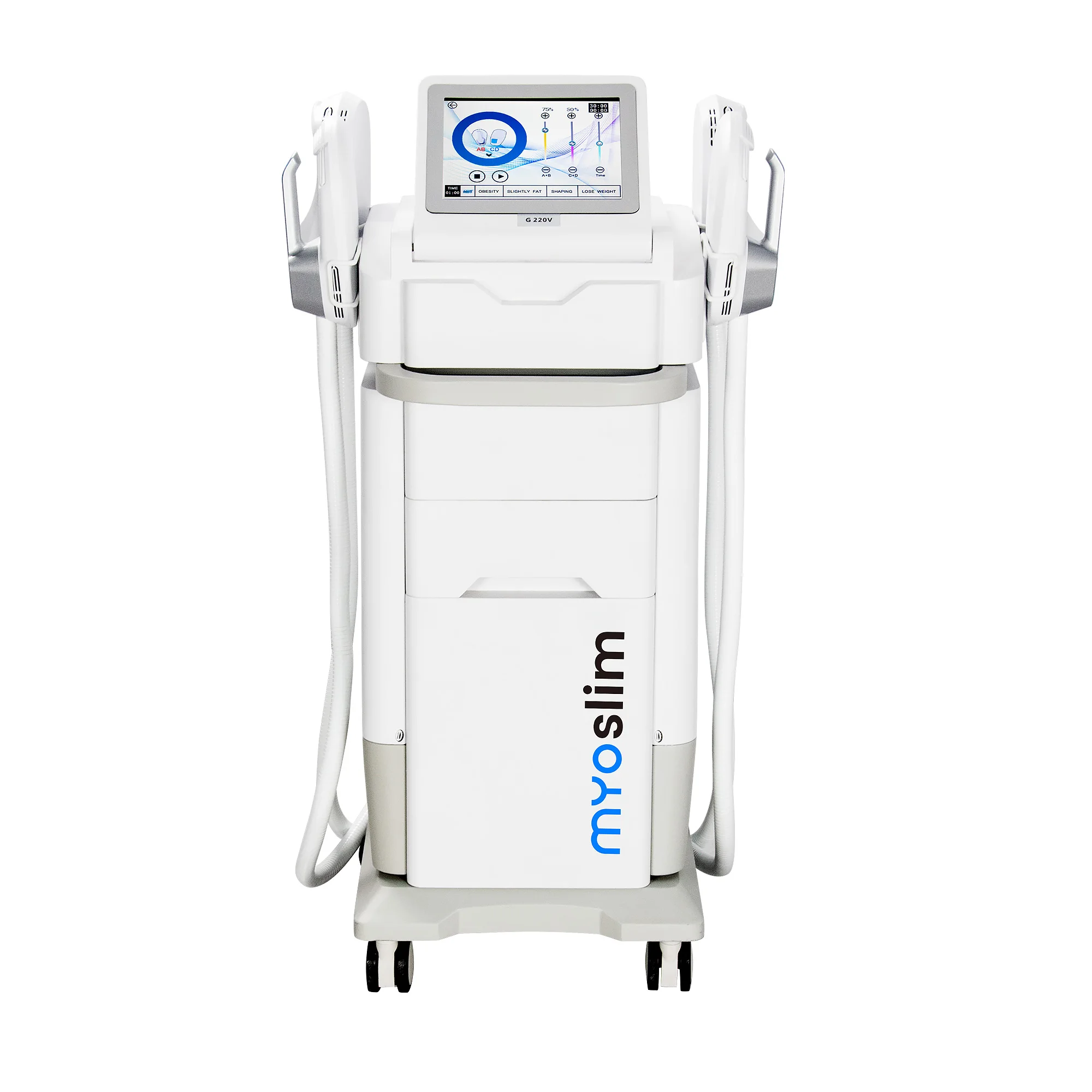 Macchina verticale per la rimozione del grasso elettromagnetico per la perdita di peso della costruzione muscolare portatile per modellare il corpo bianco Myoslim per uso commerciale