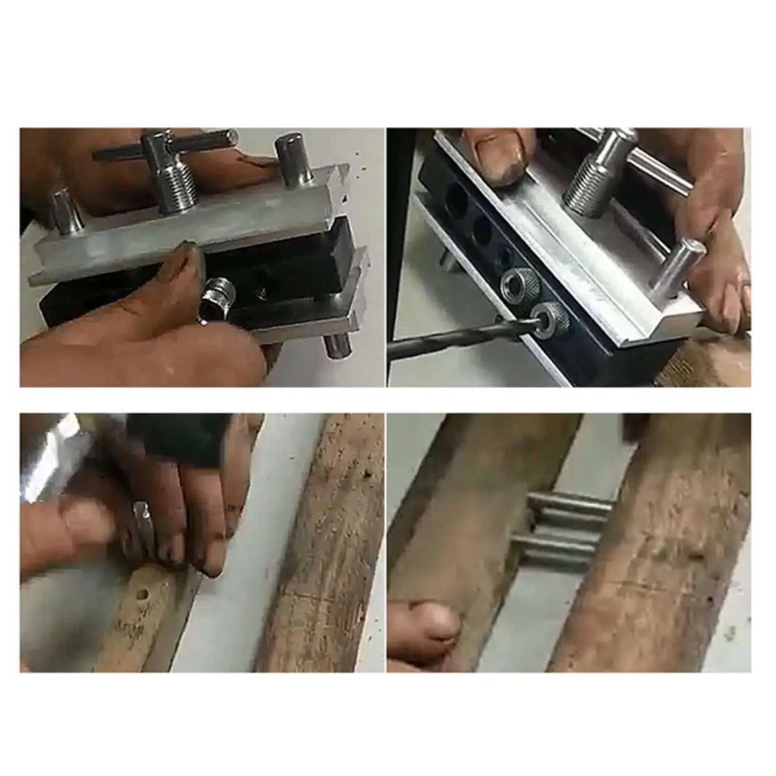 Metal Straight-Hole Positioning Jig Etched Drill Guide with Threaded Sleeves Precision Clamping Jig with for Cabinet Repairs