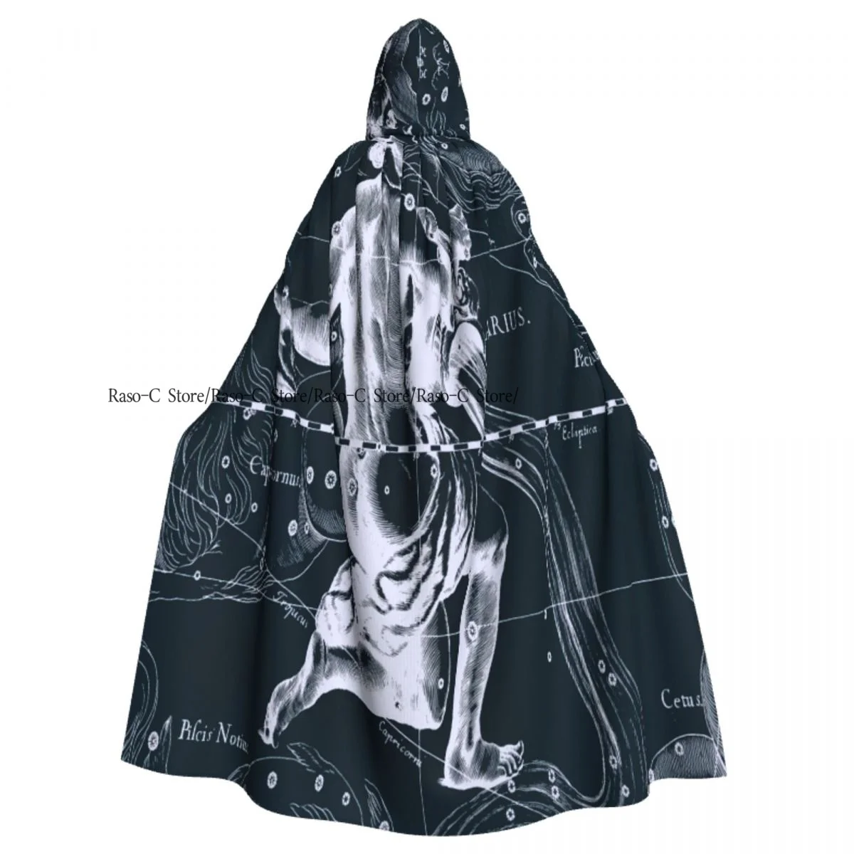 Constellations Zodiac Aquarius Hooded Cloak Polyester Unisex Witch Cape Costume Accessory