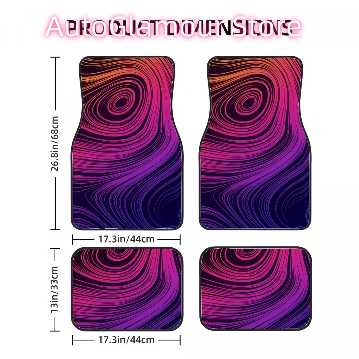 Customizable Topographic Car Floor Mats 4 Piece Set Front and Rear Carpet Complete Set Carpet Suitable for SUV Vans Car Interior