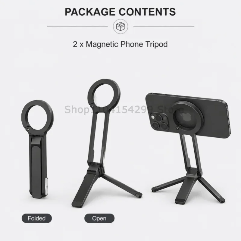 Faltbares Handy-Stativ mit Karabinerhalterung für iPhone 17 16 15 – Tragbarer, doppelseitiger magnetischer Stativ-Tischhalter mit Handygriff – Detail 3