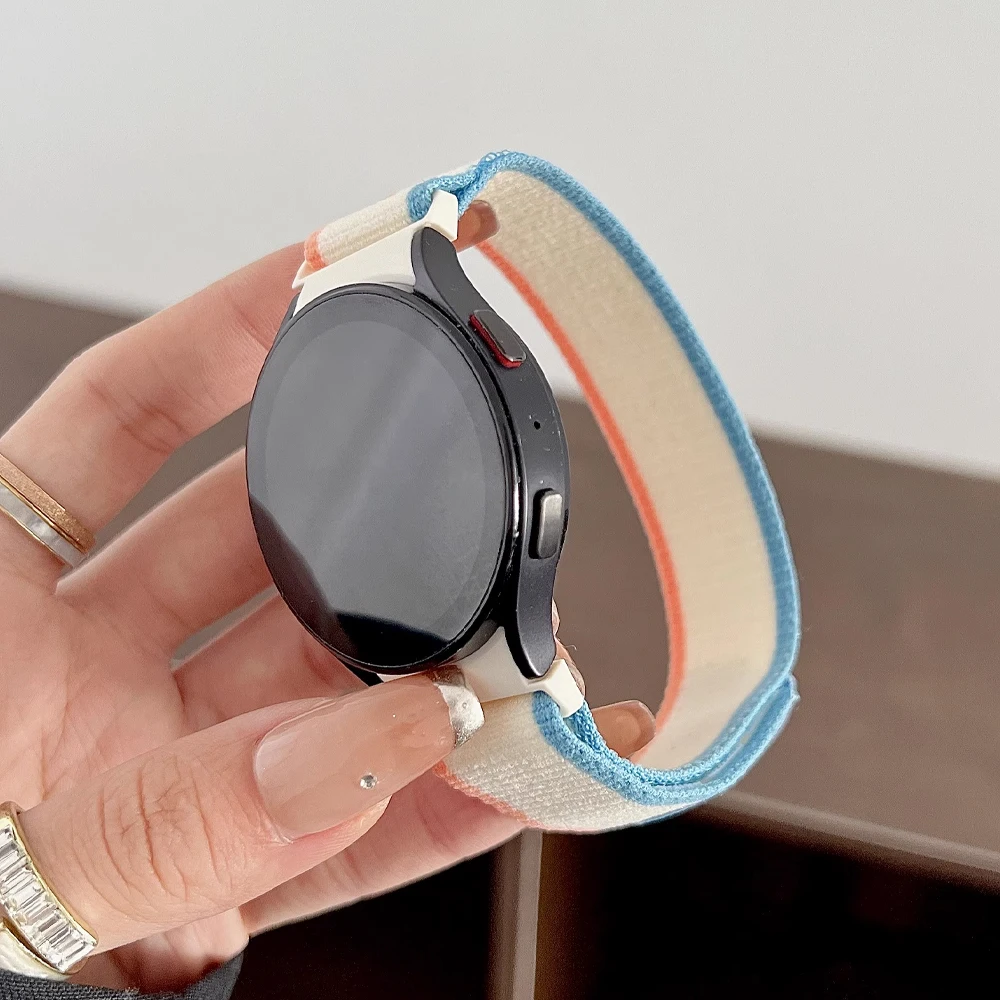 Ремешок 20 мм для Samsung Galaxy Watch 7/4/6/5 Pro 45 мм 44 мм 40 мм 47 мм 43 мм 46 мм без зазоров Спортивный нейлоновый браслет correa Watch 7 ремешок