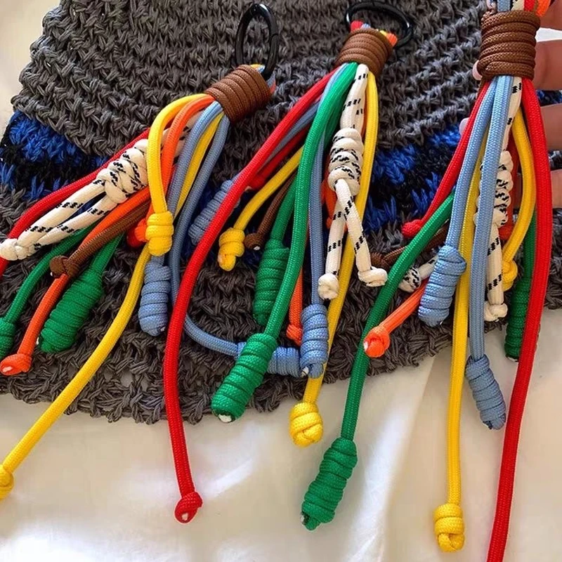 Korean Charm Vintage Rainbow Climbing Rope Keychain Bohemian Fashion Aesthetic Keychain Bag Pendant Jewelry Accessories image 4