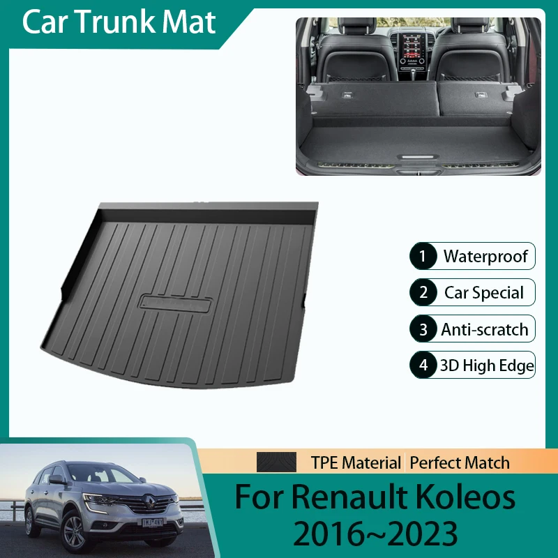 Car Trunk Storage Mats For Renault Koleos Samsung QM6 2016~2023 TPE Dirt-resistant Rear Trunk Pads Cover Carpet Auto Accessories