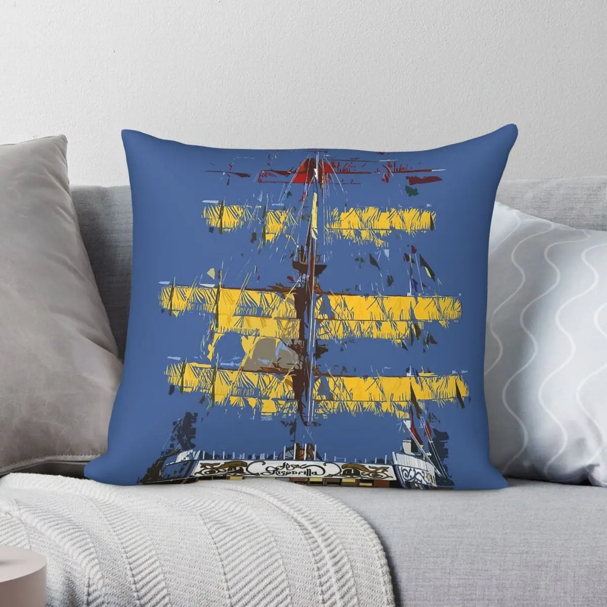 The Ship Jose Gaspar Gasparilla Square Pillowcase Polyester Linen Velvet Pattern Zip Decorative Bed Cushion Cover Wholesale