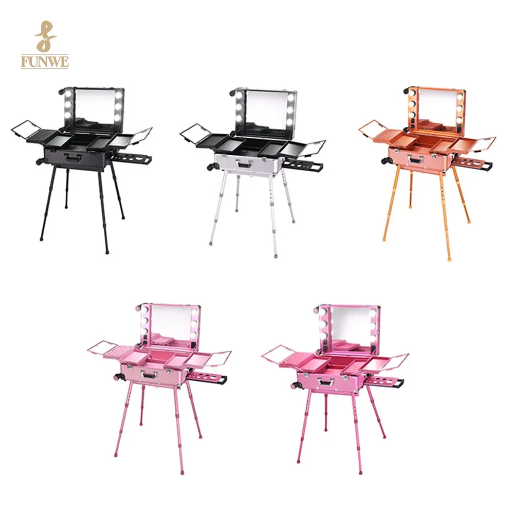 2025/أحدث مخصصة طاولة الأظافر المتداول مسمار البولندية حقيبة للتخزين مانيكير مكتب الألومنيوم عربة مسمار فني الجدول #6