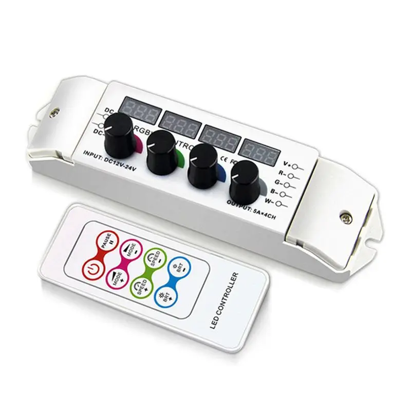 

Контроллер светодиодных лент A98E-DC12V-DC24V RGB/RGBW 5050/3528 с радиочастотным пультом и диммером