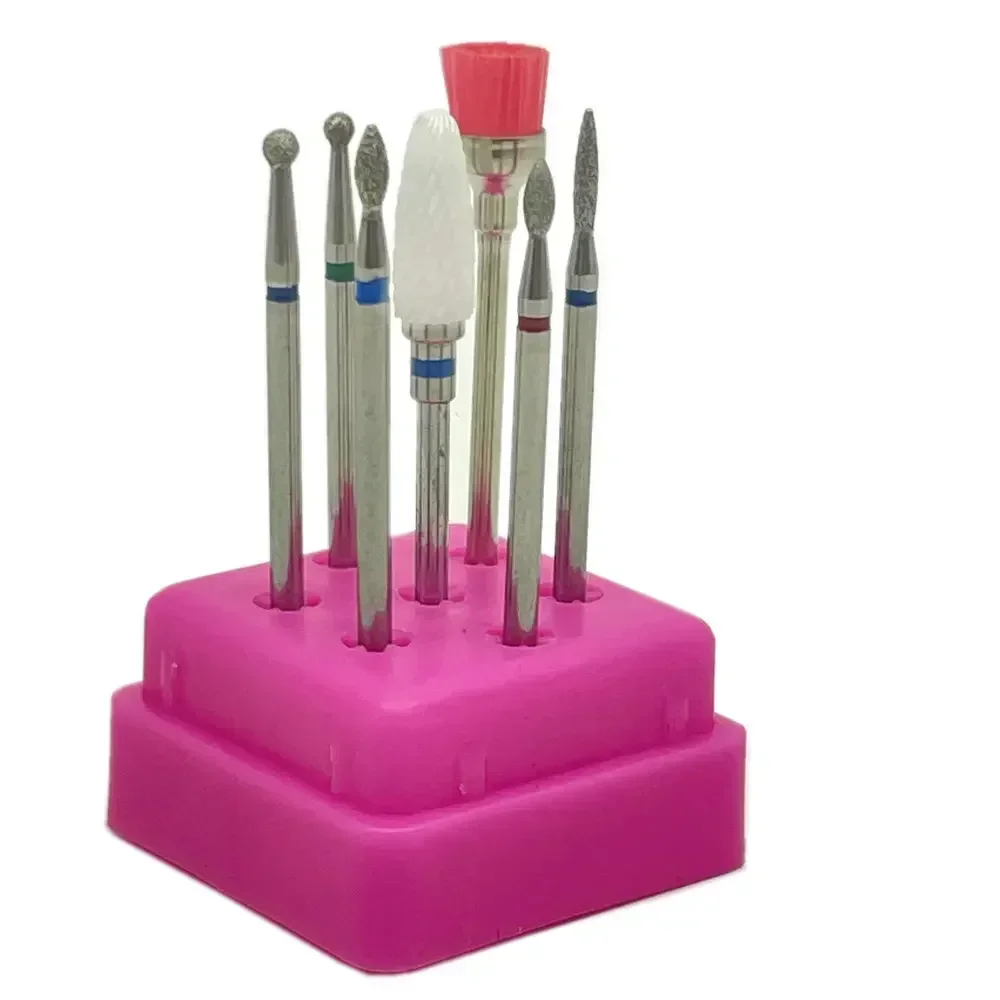 Jeu de forets à ongles en carbure de tungstène/céramique, accessoires de Machine de manucure, fraise, lime à ongles électrique, 7 pièces/boîte
