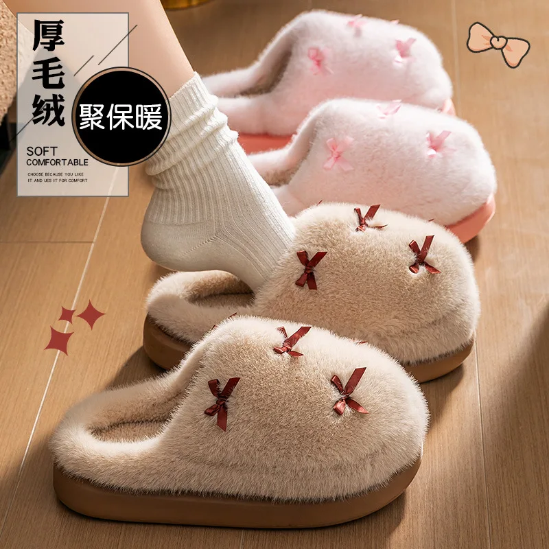 

2025 Hot Selling Cotton Slippers for Women Autumn/Winter New Indoor Home Thick Bottom Warm Plush Thick Cotton Shoes for Women