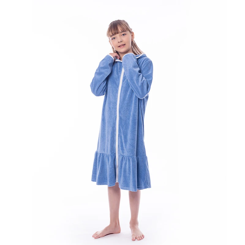 AS 2025 Girl‘s Dress Clothes For Spring And Summer Kids Pink Blue Dress Towel-dress New Design Comfortable And Soft image 2
