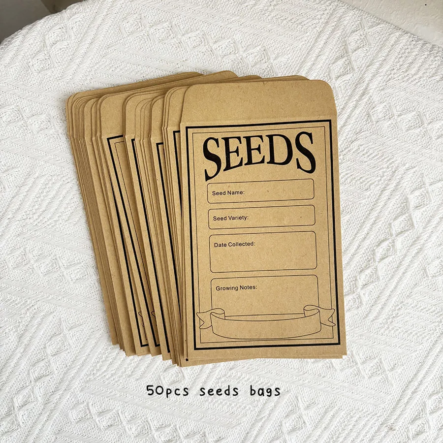 مجموعة واحدة من كتاب جمع أوراق الشجر السائبة، 50 جيوب من البذور من البولي يوريثان، حامل منظم مغلفات تخزين بذور النباتات المربعة بفتحتين #6