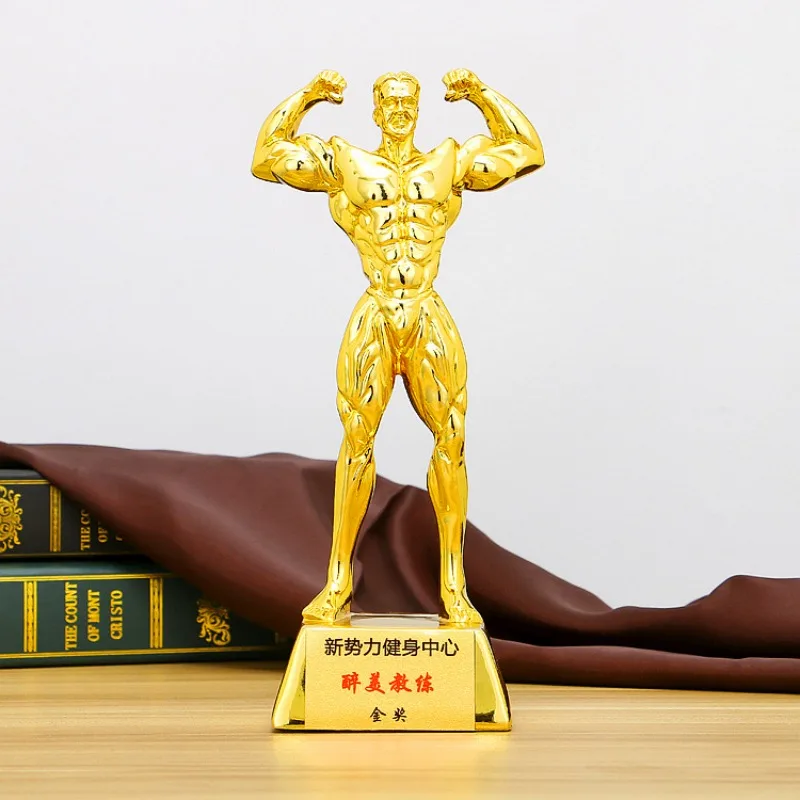 Resin Bodybuilding Competition Trophy (gold, Silver and Copper), Figure Male Muscle People Fitness Place Decoration Pieces of Ar