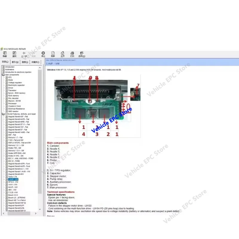 New ECU Repair Software ECU Modules Repair Pinout Immo Location Including Multimeters Transistor EEprom Defects RAM PAL Decoder