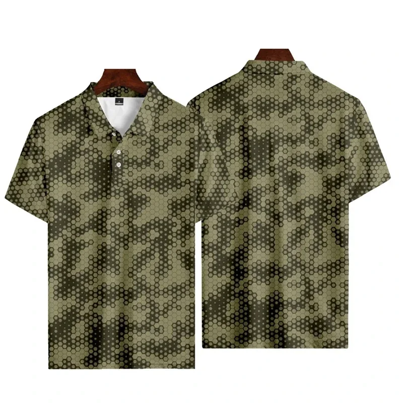 Men's Camouflage 3D Printed Summer Short-sleeved Shirt Camouflage Button Fashion Sportswear