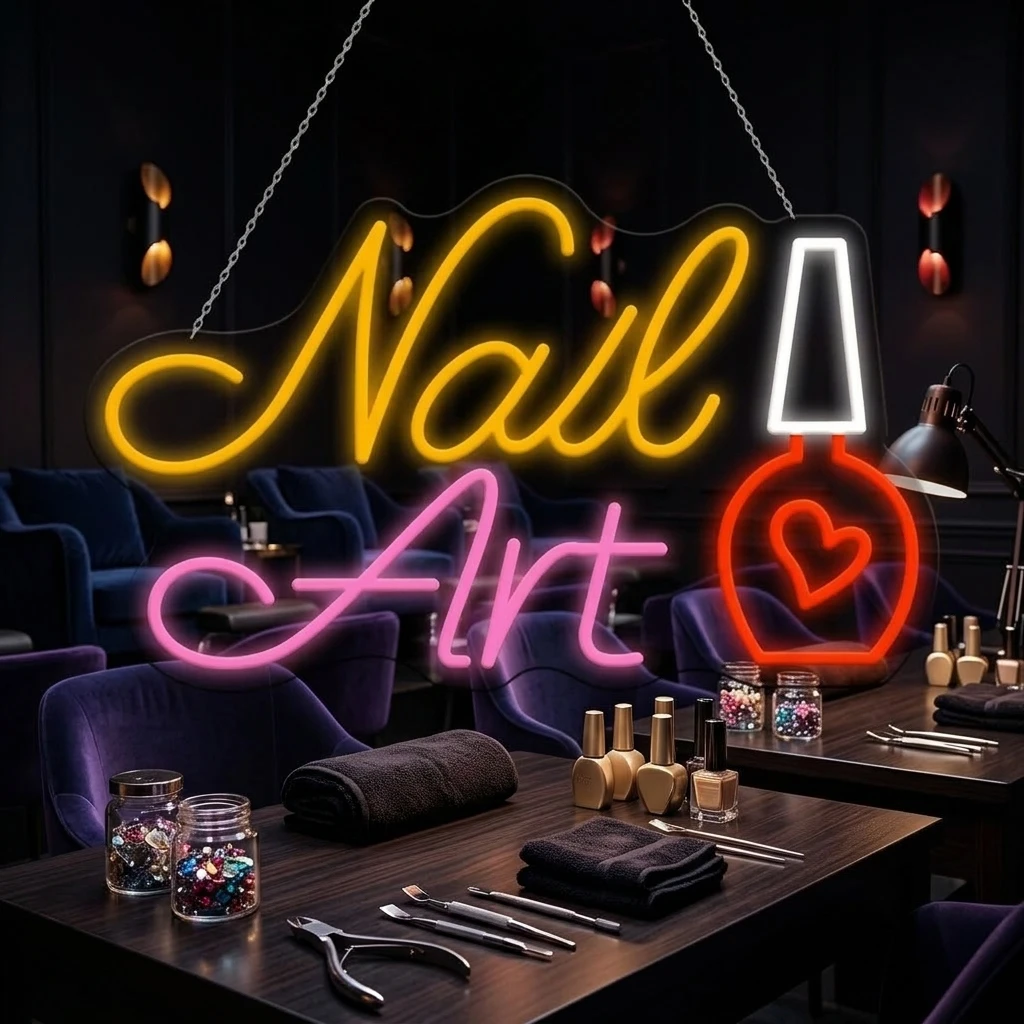 

Светодиодная неоновая вывеска для дизайна ногтей, настенный декор, USB-питание, атмосферная подсветка для маникюрного салона, салона красоты, студии, домашнего декора