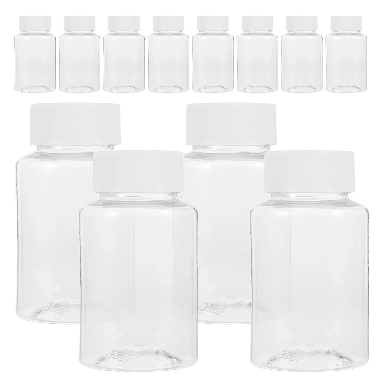 12Pcs 100ml Medicine Storage Containers Transparent Capsule Organizer Travel Bottle Safe Freshness Seal Medicine Bottle with Cap