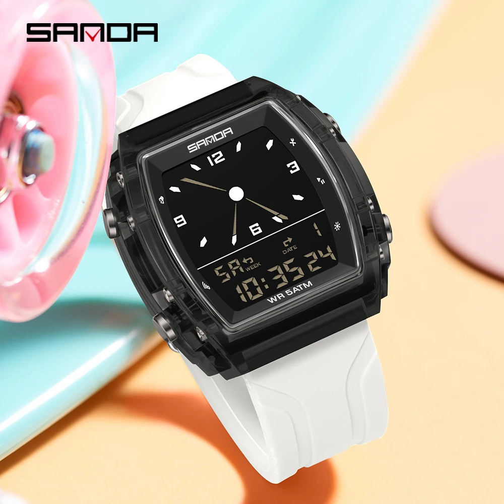 SANDA 9502 Fashion Electronic Watches for Man Multifunction Alarm Clock Luminous Calendar Chronograph Student Digital Wristwatch