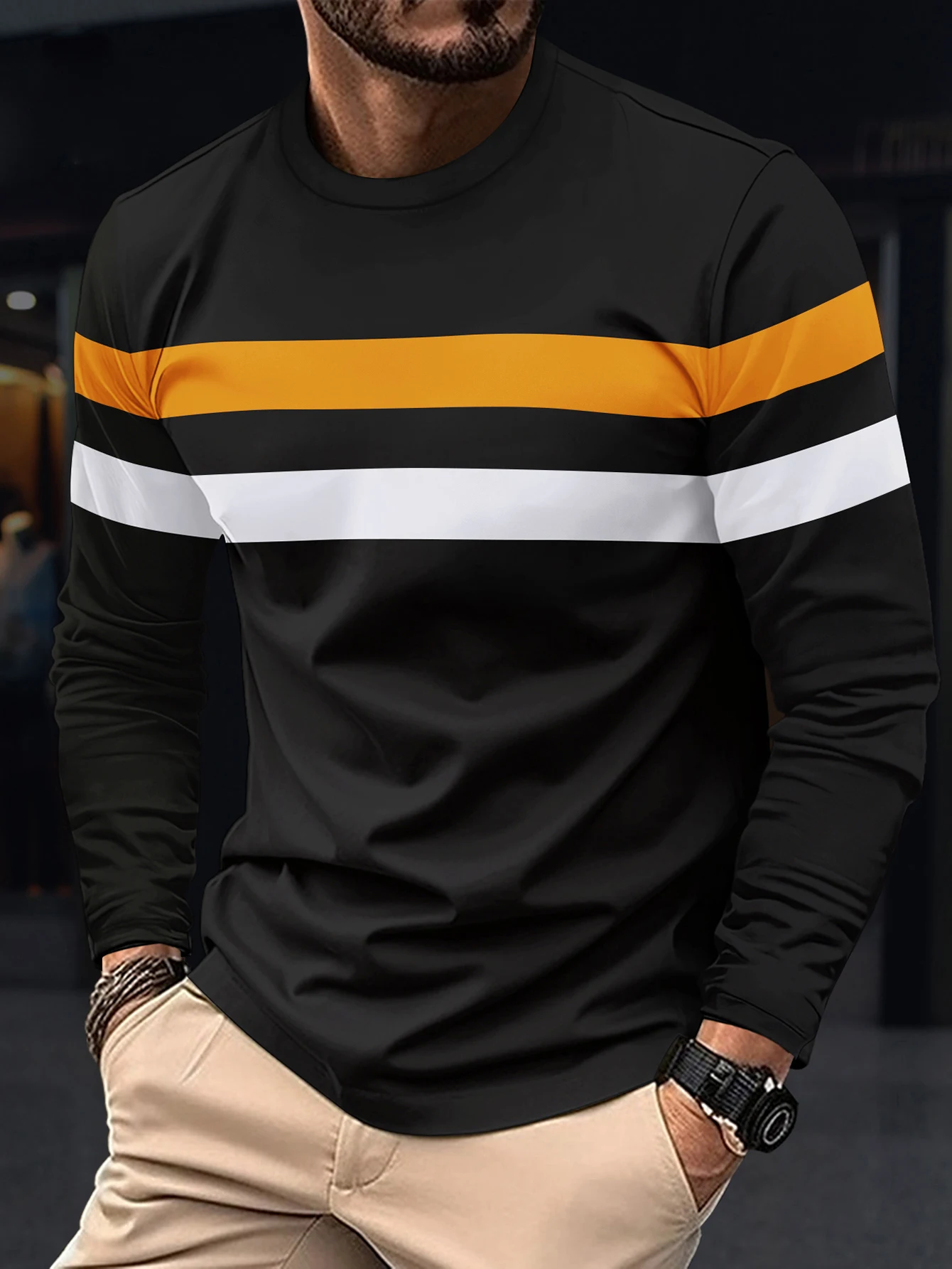 

Spring Autumn Winter Men's Round Neck Long Sleeves T-shirt Casual Fashion Breathable Apparel Pullover Thermal Tops Streetwear