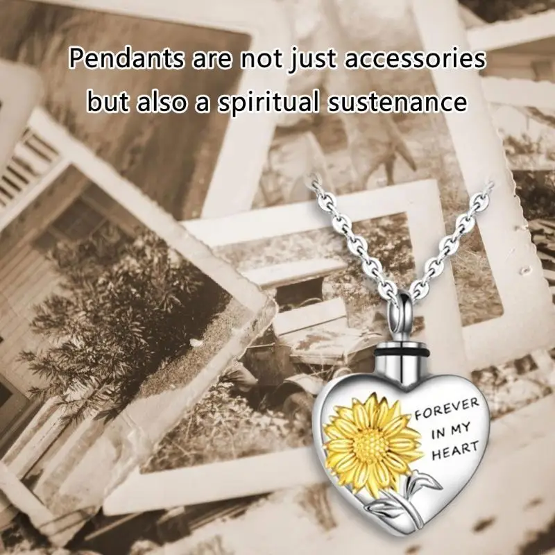 H8WB Pet Urn Necklace for Ashes Cremation Heart Necklace Neck Jewelry Supplies for Pet Memorial Jewelry Accessories