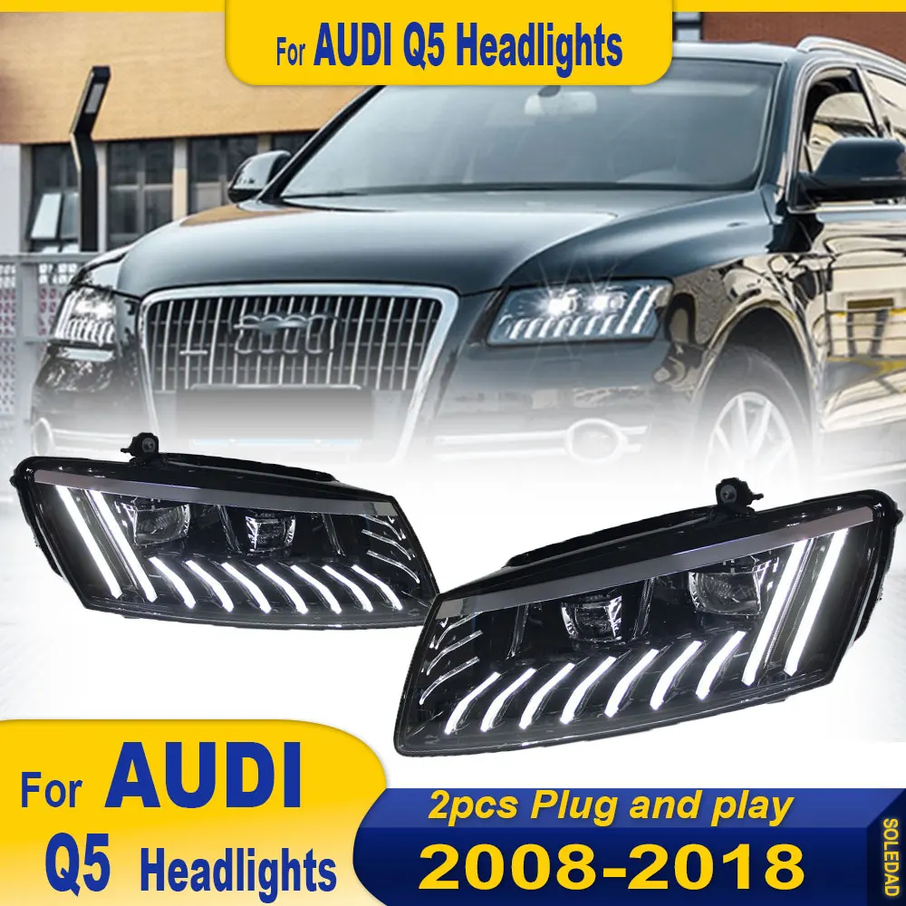 Car Lights for Audi Q5 LED Headlight 2008 2009 2010 2011 2012 2013 2014 2015 2016 2017 2018 HeadLamp Projector Lens Automotive