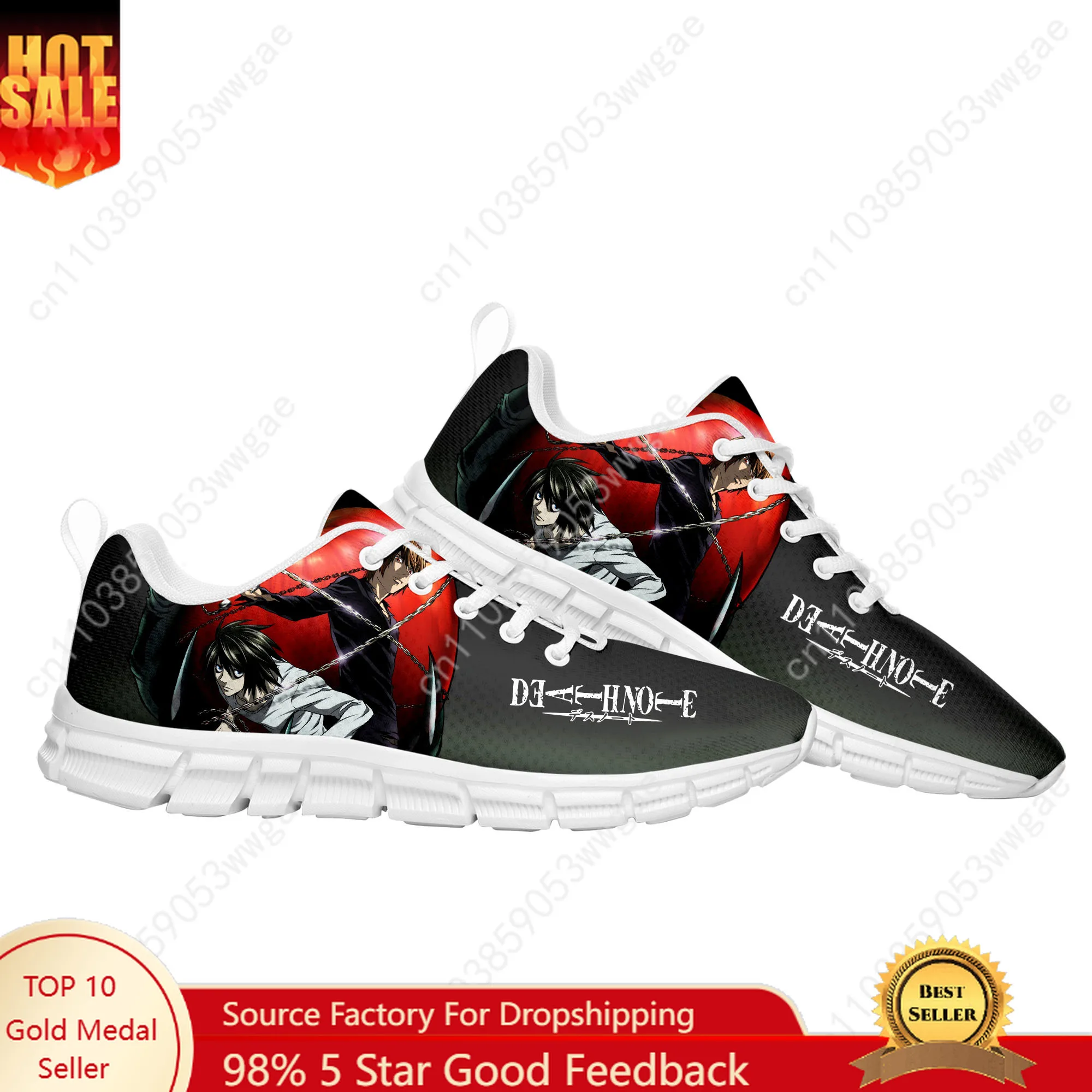 

Death Note Sneakers Mens Womens Teenagers Personalized Sports Shoes Casual Comfortable High Quality Cartoon Customized Shoes