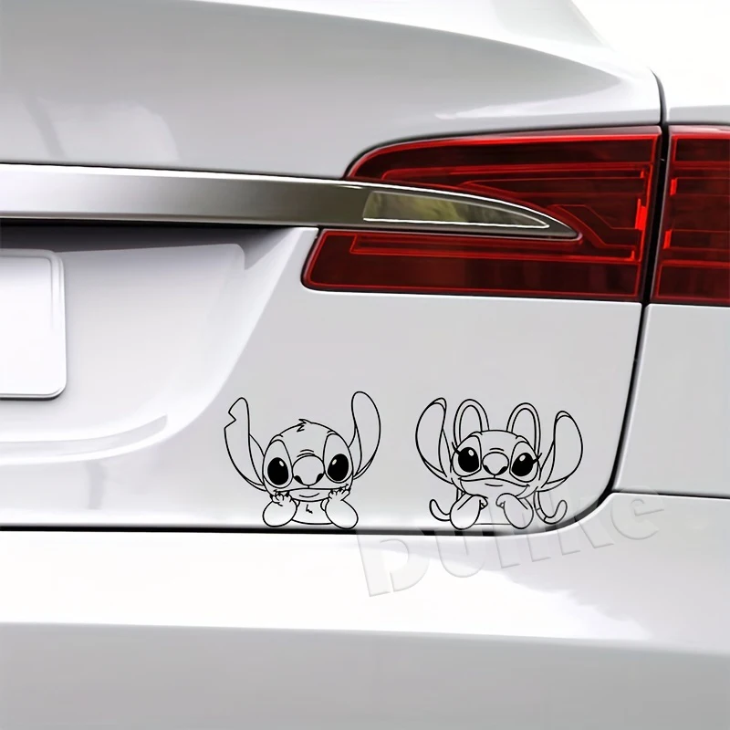 Stitch in Love Vinyl Sticker For Car Truck Bumper Window Decoration, Angel and Stitch Laptop Car Window Decals Decor