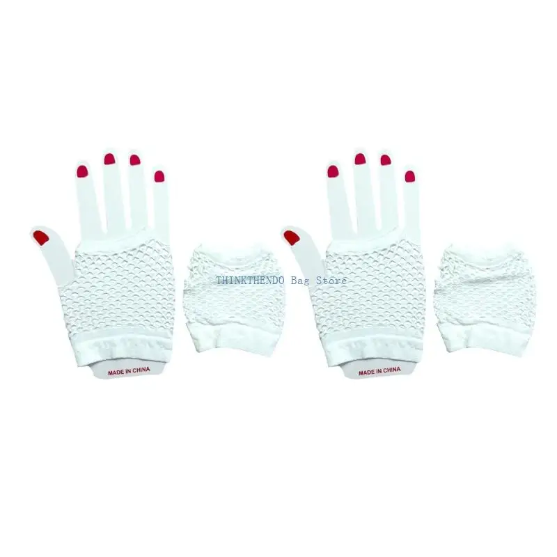 340D 2 Pairs Breathable Nylon Fingerless Gloves For Stage Performances Lightweight Summer Festivals Dance Event
