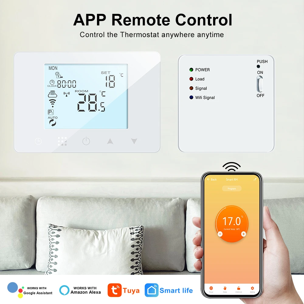 Imagem -04 - Tuya wi fi Inteligente Controlador de Temperatura sem Fio rf Termostato Controle Remoto Programável Digital para Caldeira a Gás Aquecimento Água